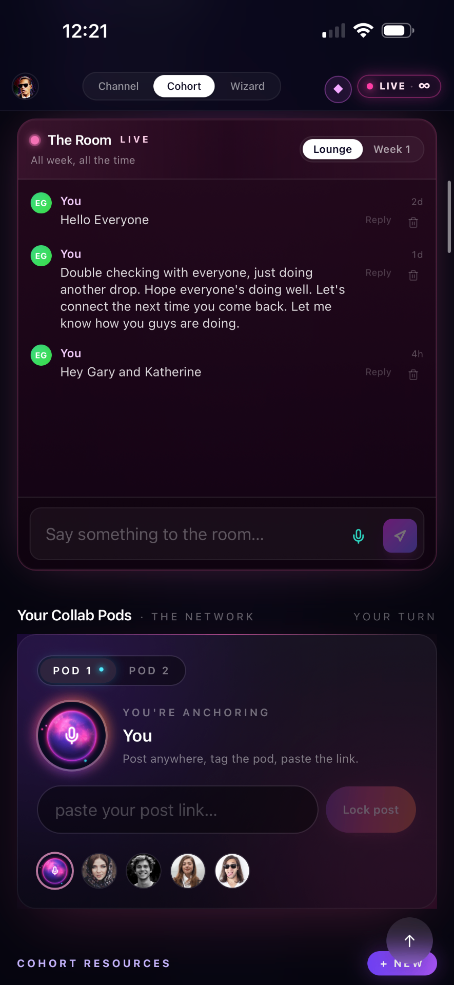 The room is always live. Collab Pods ship together.